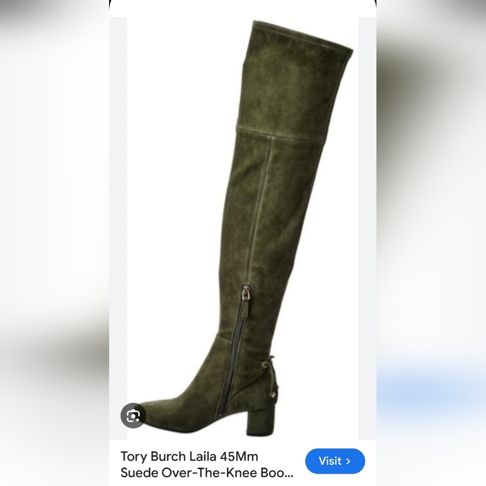 Tory Burch Green Suede Over-The-Knee Boots